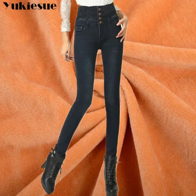 Jean Chaud en Polaire Épaisse Noir Femme — Combat Collection Hiver