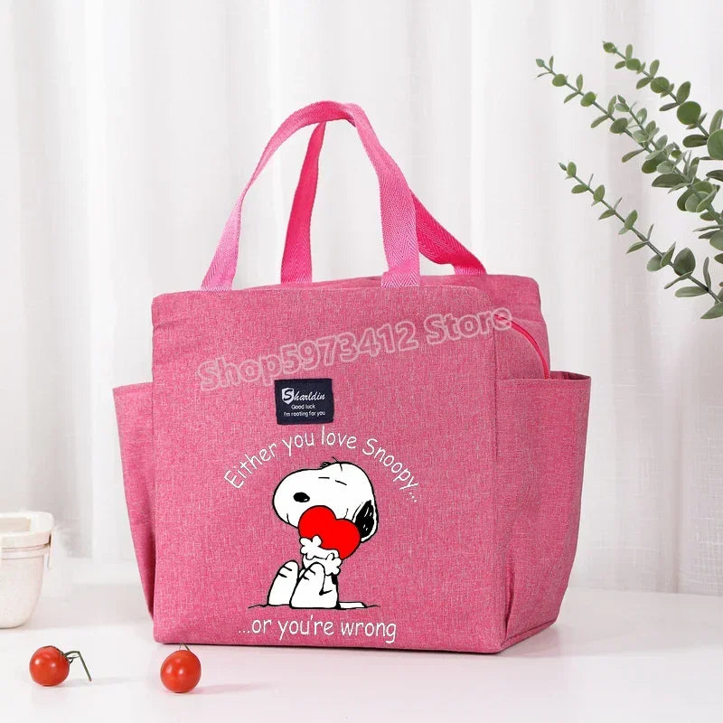 Bolsa isotérmica portátil para el almuerzo y bebidas de Snoopy, bolsa isotérmica para alimentos, caja térmica, bolsa de picnic, bolsas de transporte, bonito regalo para niños