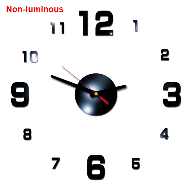 Reloj de pared, reloj de pared luminoso DIY, reloj de cuarzo, pegatinas de espejo acrílico, reloj de pared, decoración de pared, decoración cálida del hogar.