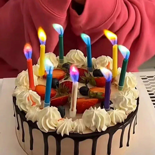 Velas coloridas multicolores para fiestas de cumpleaños, 6/12 piezas, velas coloridas multicolor para bodas, llamas seguras, decoración para pasteles y postres