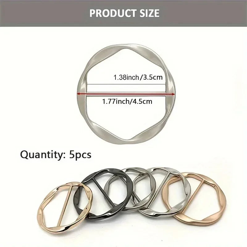 5 Pcs Fashion Round Metal Circle Clip Buckle Shawl T-Shirt Tie Clip Brooch Waist Buckle Versatile Clothing Ring Wrap Holder