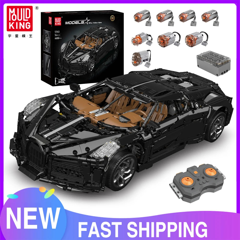 Mould King 13163 Juguetes de coche técnico MOC negro La Voiture Noire, bloque de construcción, coche deportivo de montaje, ladrillo, regalo de Navidad para niños