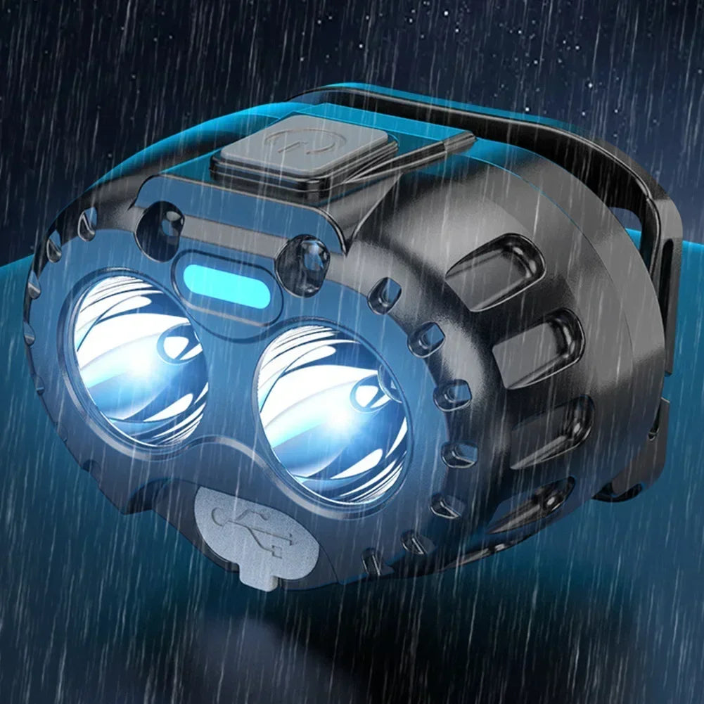 Capteur de mouvement phare Rechargeable lampe de poche LED phares Ultra lumineux lampe frontale de pêche Led front lampe frontale lampes de poche