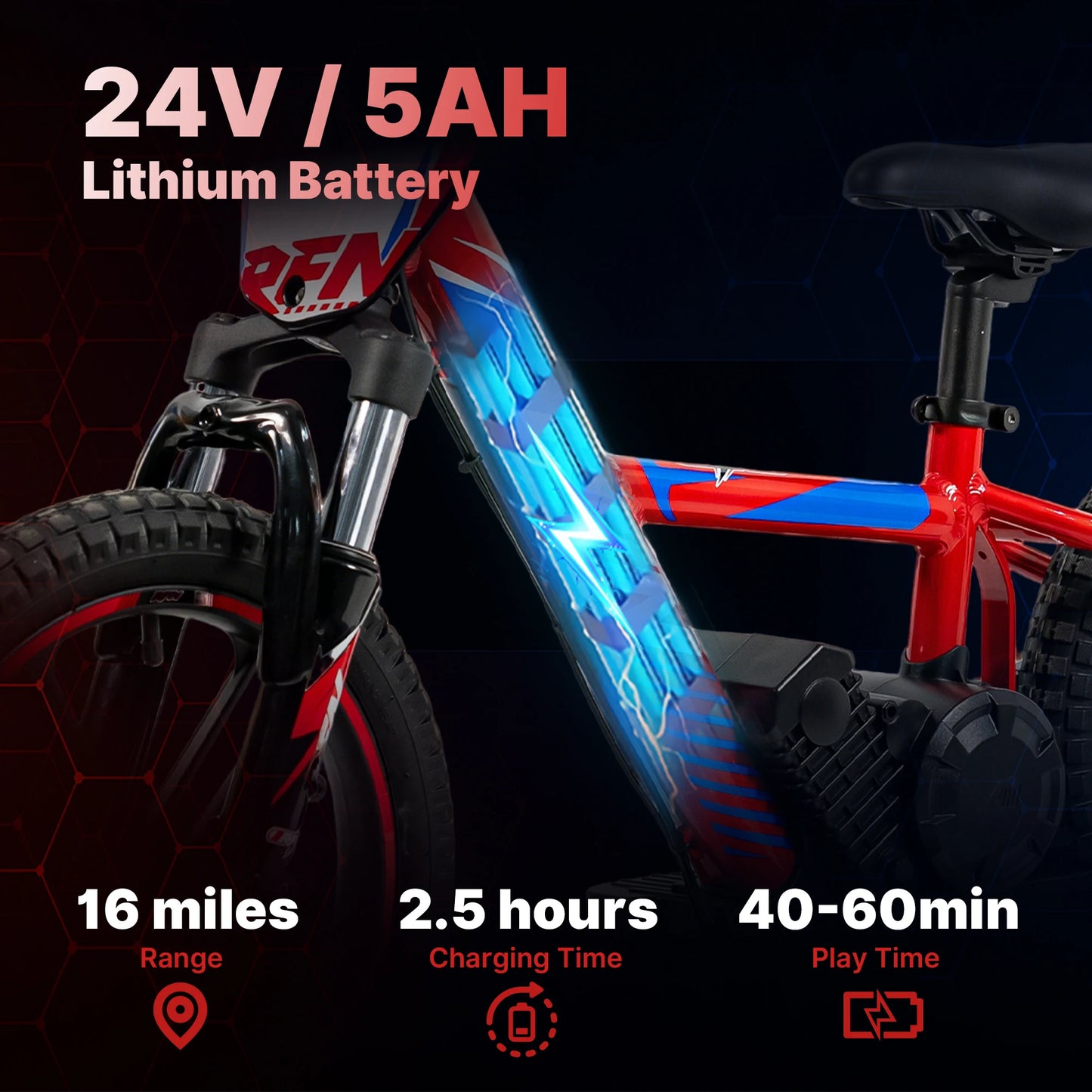 Moto Électrique Tout-Terrain Enfants 36V 500W — 18,6 mph 11,2 Miles 3 Vitesses 4-8 Ans