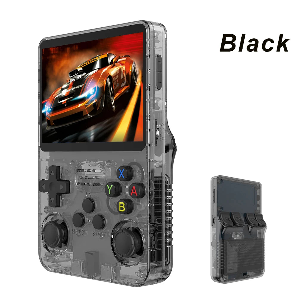 Consola de videojuegos retro portátil, consola de juegos, sistema Linux, pantalla IPS de 3.5 pulgadas, reproductor de vídeo de bolsillo, juegos de 64 GB, R35S Pro