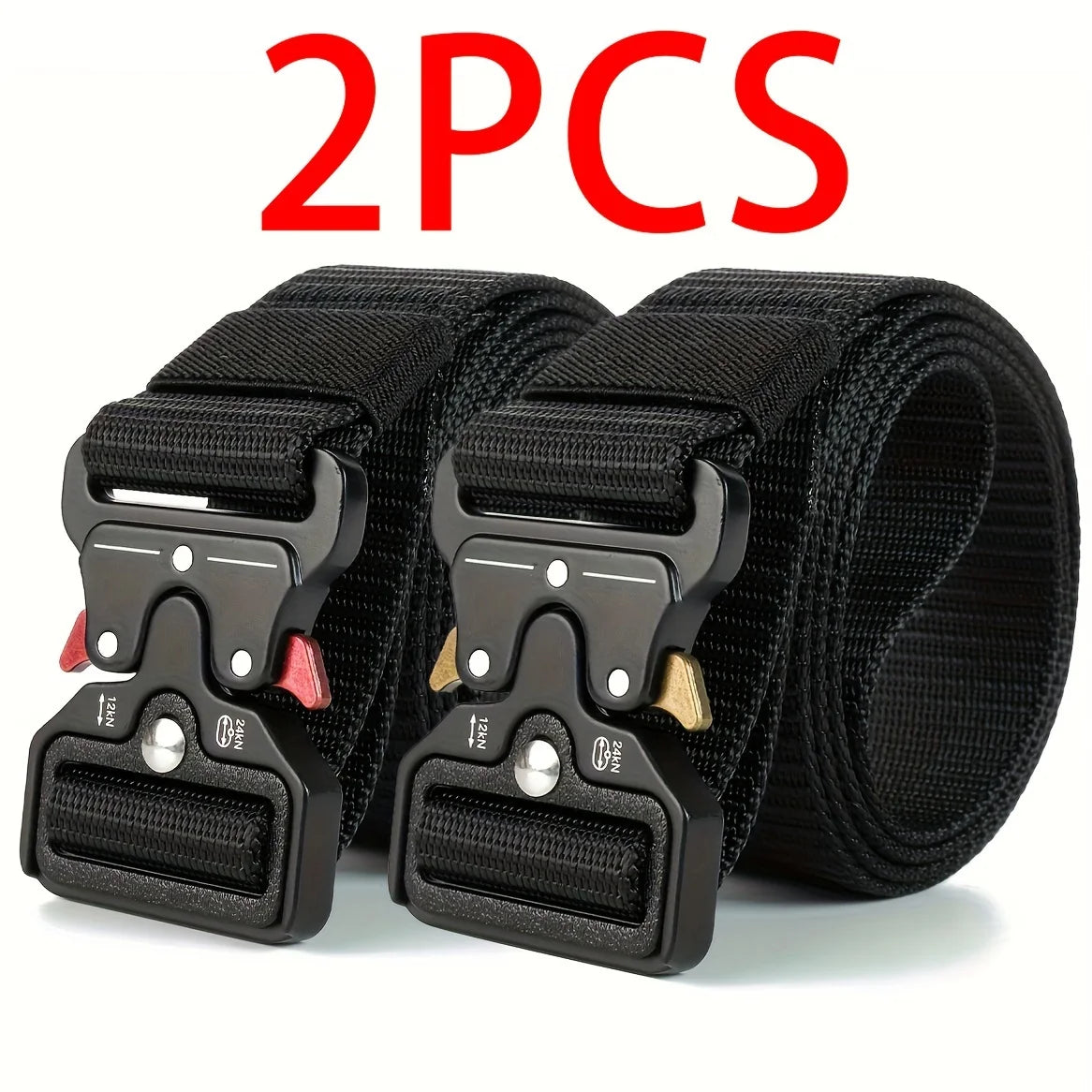 Cinturones tácticos multiusos para hombre, duraderos, diseño ajustable, para entusiastas de los deportes al aire libre, combina con jeans, para hombres y mujeres, 1 pieza/2 piezas