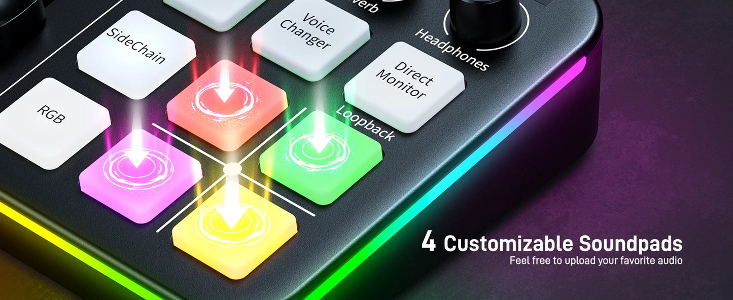 Interface Audio Gaming XLR — Effets Sonores & LED RGB Podcast & Streaming