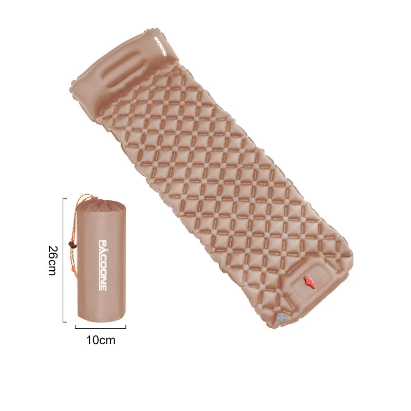PACOONE – matelas gonflable de type presse pour Camping, imperméable à l'humidité, coussin de couchage d'extérieur, tapis d'air de plage, tente, coussin de voyage