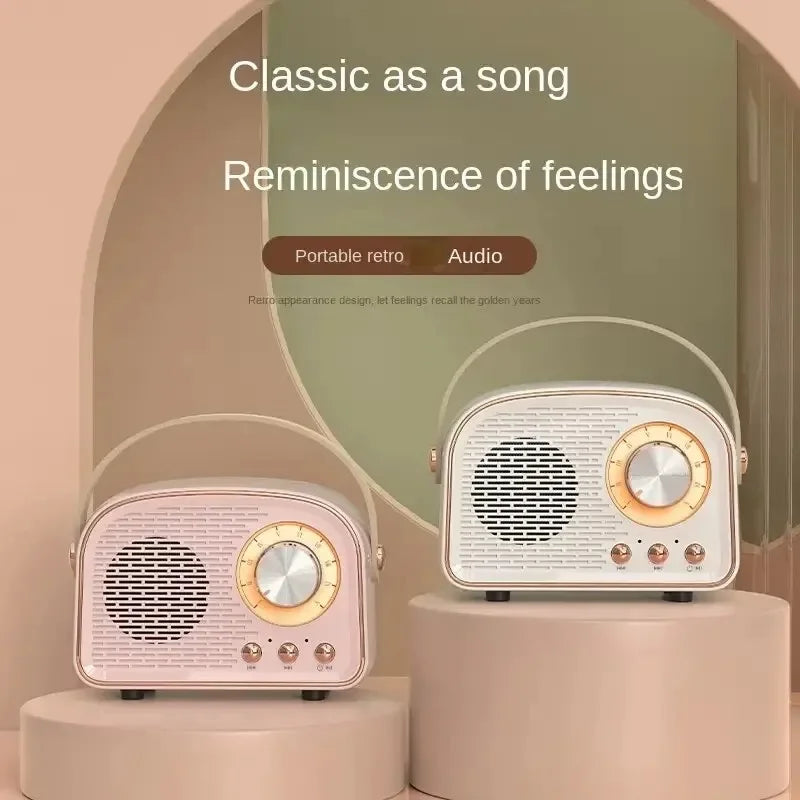 USB AUX TF FM Radio Portable Bluetooth Speaker Retro Enhanced Bass Mini Boombox for Table Home Outdoor Vintage Audio MP3