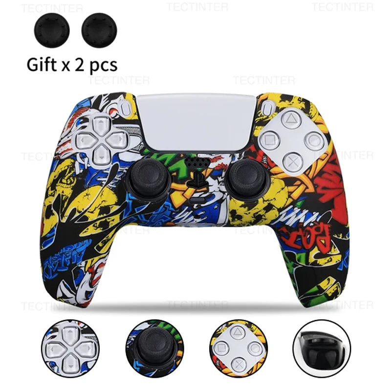 Funda de silicona protectora para mando de PS5, antideslizante, protectora, para gamepad de PlayStation 5, accesorios con agarres