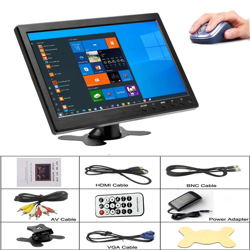 Moniteur de voiture 10,1 pouces LCD HD — HDMI, VGA, AV, USB, SD, TV, lecteur DVD, surveillance