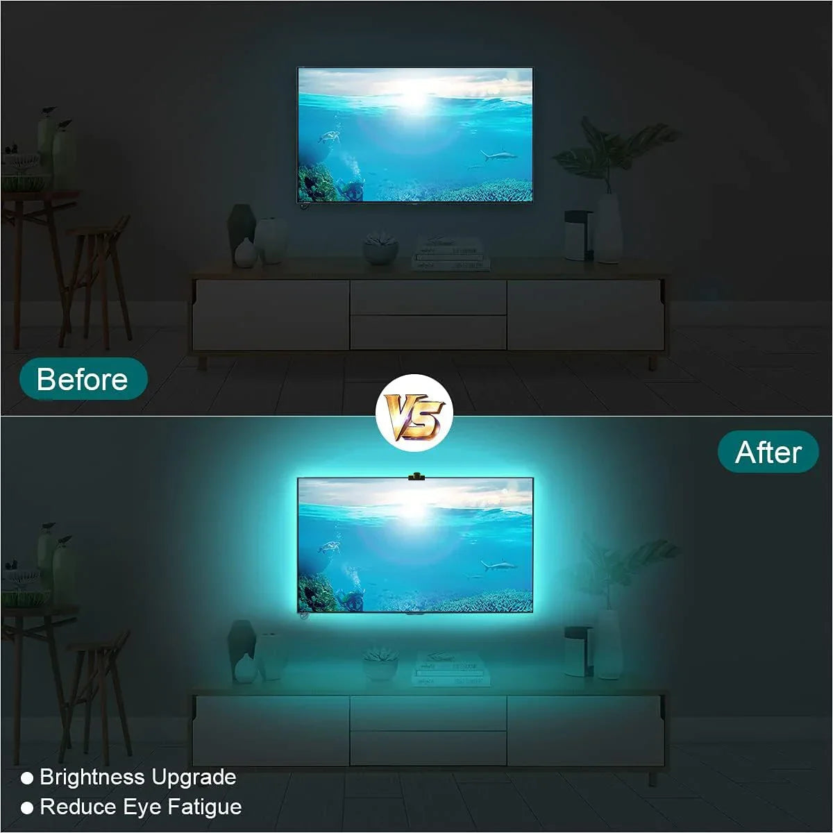 Rétro-éclairage TV/PC avec capteur de couleur RGB-IC, bande lumineuse LED pour écrans de 55 à 75 pouces, synchronisation intelligente, décoration de salle de jeu, lumières d'ambiance