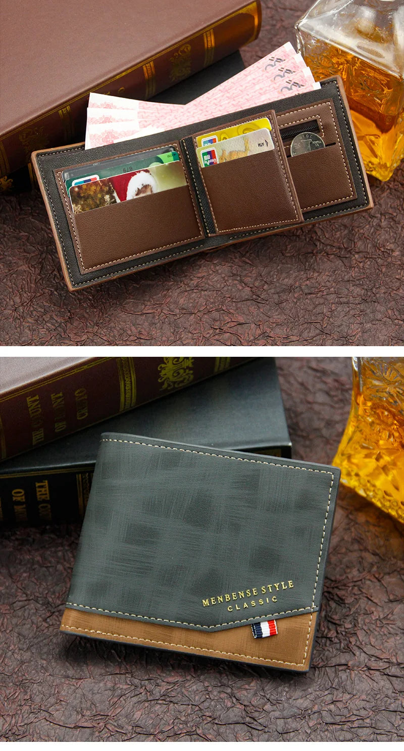 Portefeuilles Courts pour Hommes, Porte-Monnaie Fin Classique, Porte-Photo, Petit Portefeuille Masculin, Porte-Cartes de Qualité, Portefeuilles en Cuir Givré pour Hommes
