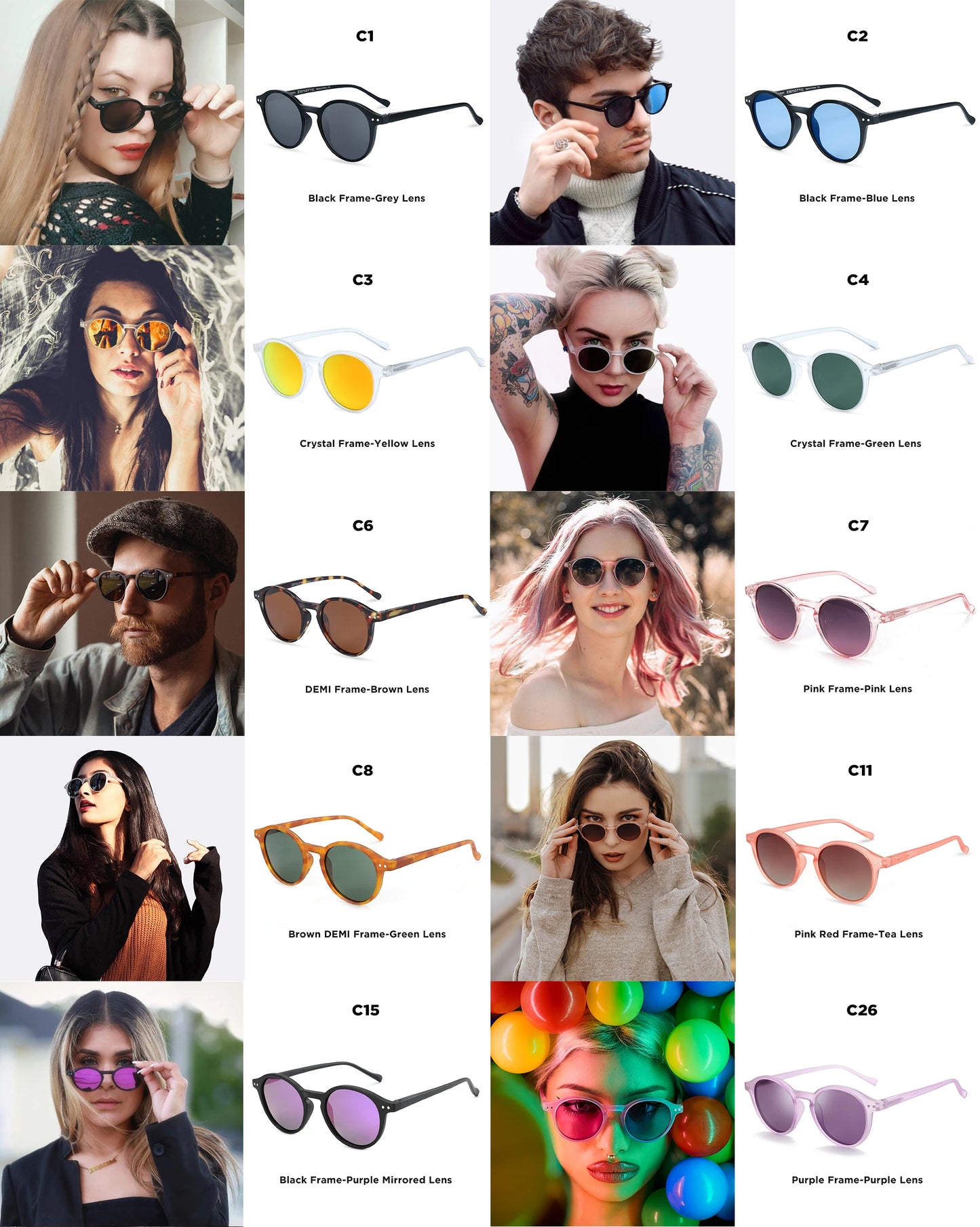 Lunettes de soleil polarisées circulaires rétro 2026 — petites rondes, UV400, vintage, hommes femmes