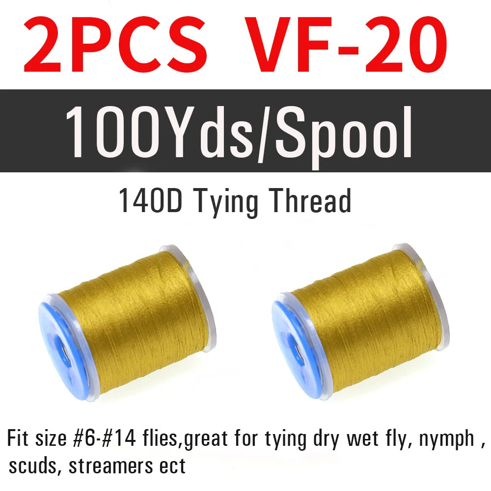 2 pièces de fil à nouer pour la pêche à la mouche 140D # 6~ # 14 Nymphes sèches et humides, Matériel de montage de mouches streamer, Fil, Fixateur de bobine, Outil de montage de mouches