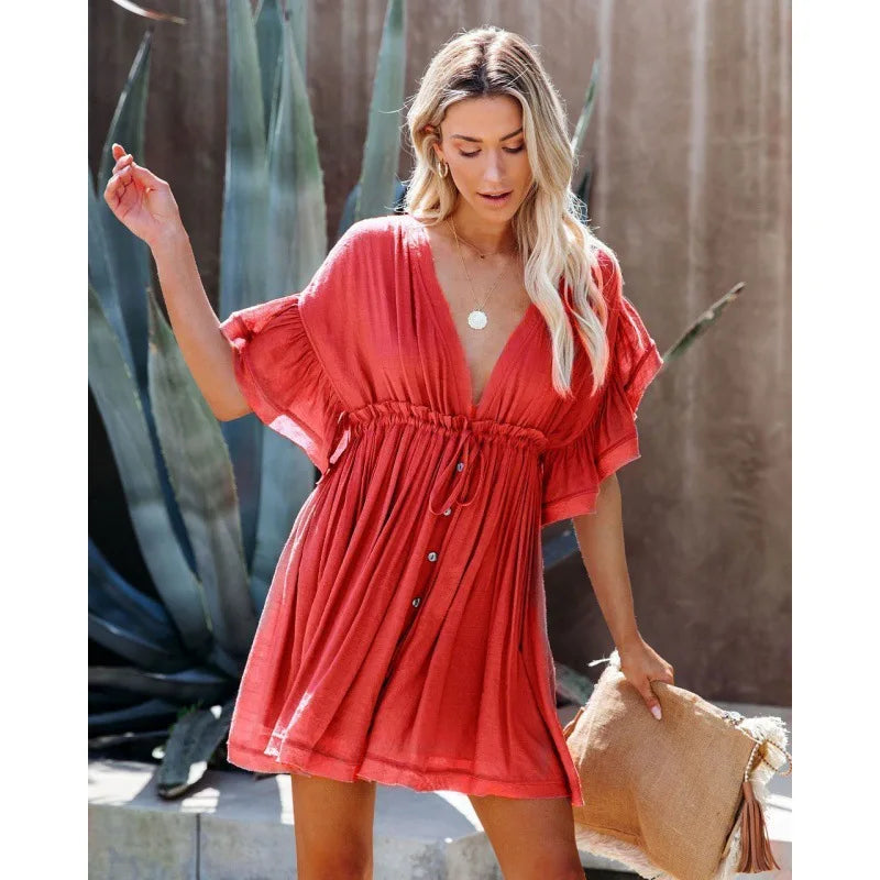Couvrir les chemises De Plage blanches tunique Robe d'été femmes 2025 rayonne vacances dentelle découpé maillots De bain Robe De Plage Femme