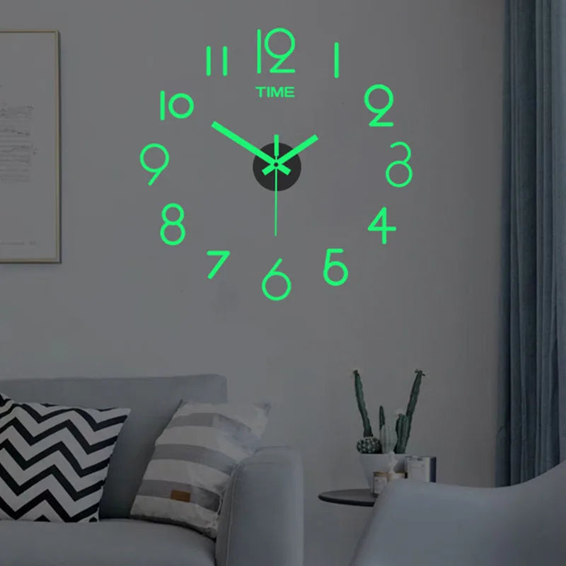Reloj de pared, reloj de pared luminoso DIY, reloj de cuarzo, pegatinas de espejo acrílico, reloj de pared, decoración de pared, decoración cálida del hogar.