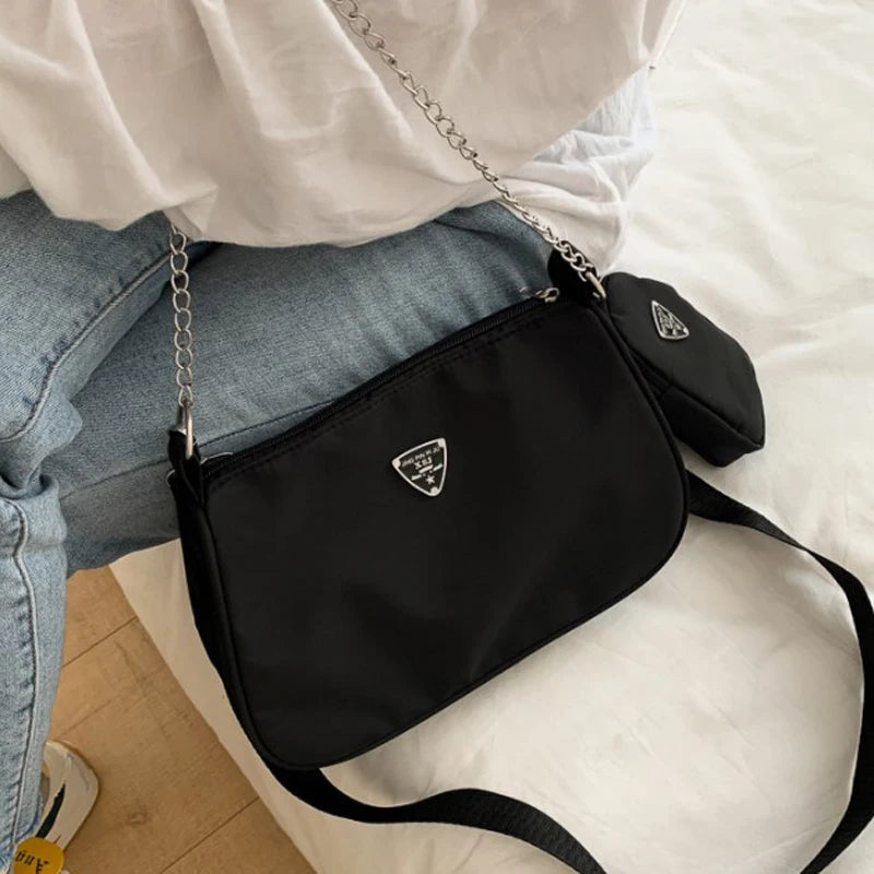 Juego de 2 bolsos de mano de nailon, bolsos de mano chic y resistentes con JOStrap para 03 usos y viajes