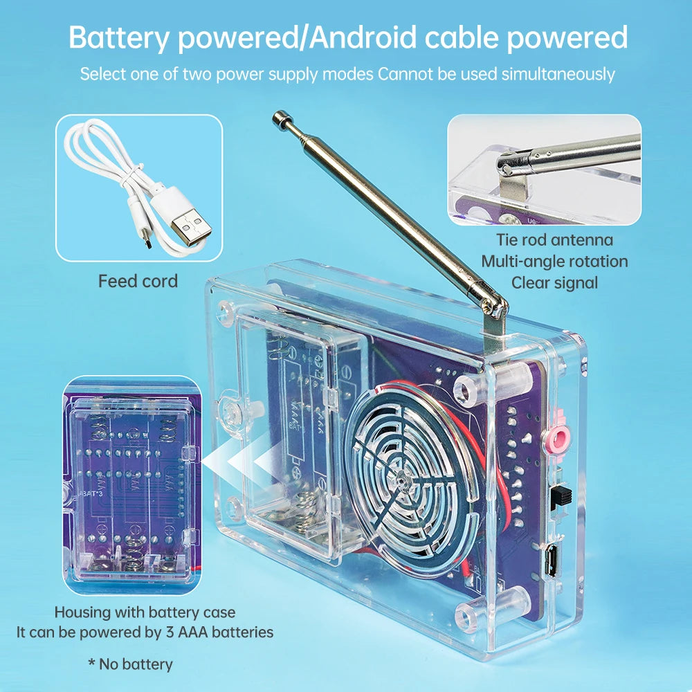 Kit électronique radio FM réglable avec affichage numérique, soudure de pratique de projet, mort, bricolage, 87-108MHz, RDA5807S