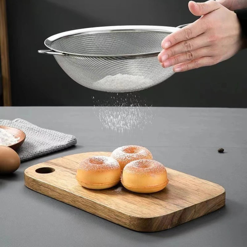 Fil Acier Inoxydable Maille Fine Passoire Huile Farine Tamis — Pâtisserie Cuisine 1 3 4 Pièces