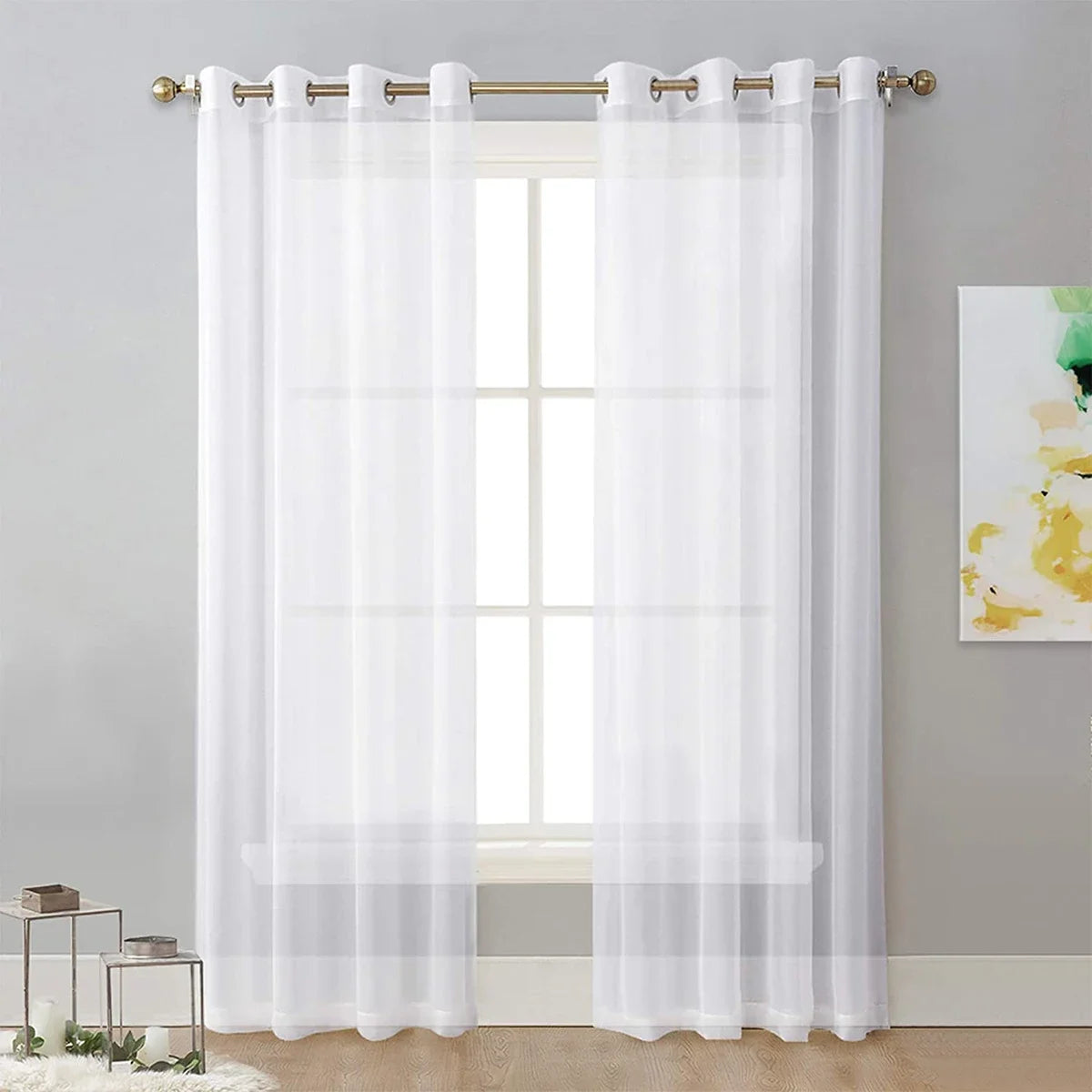 Rideau transparent moderne de couleur unie, rideaux de fenêtre pour salon, chambre à coucher, maison, haut à œillets pour écran de fenêtre français, 1 pièce