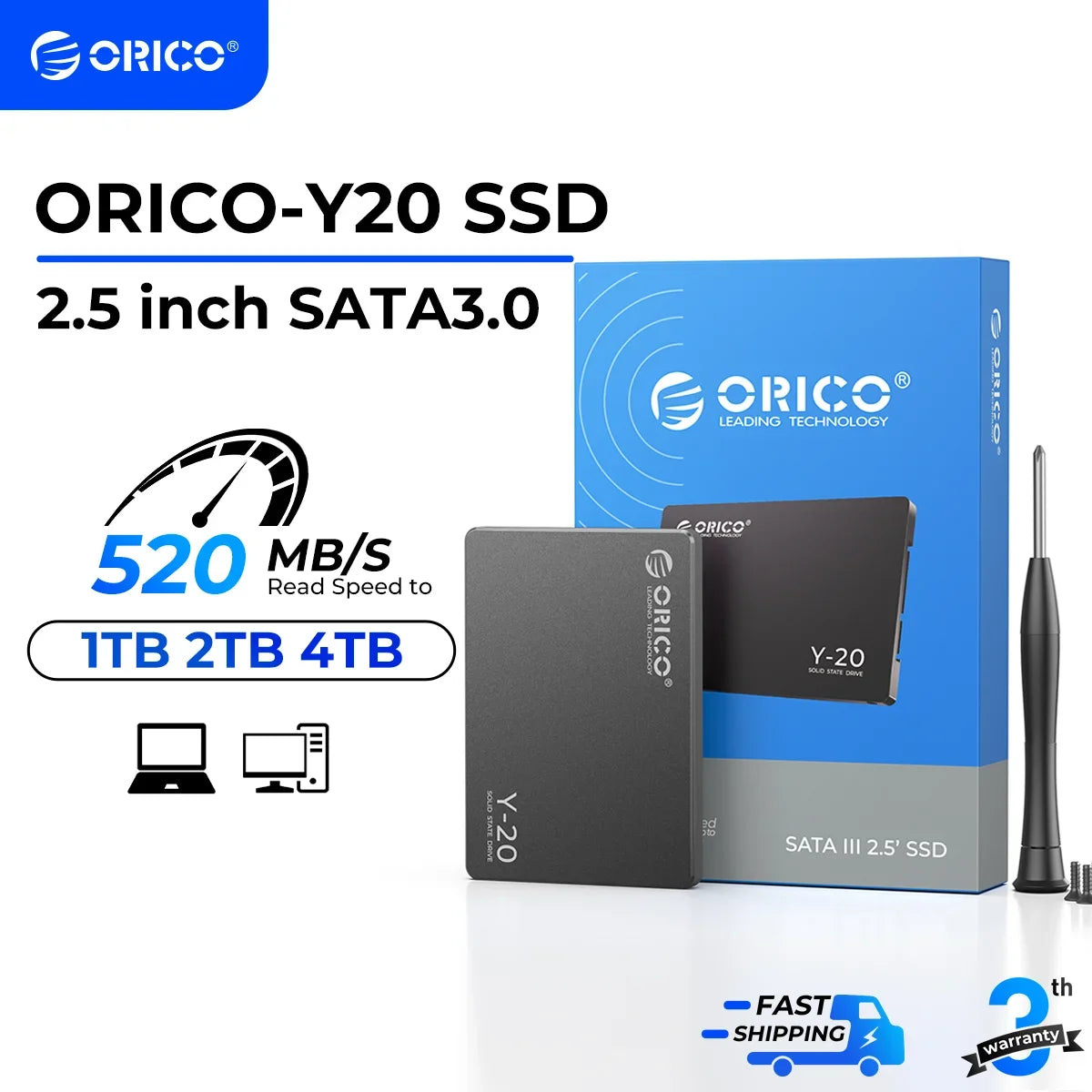 ORICO SATA III SSD 2.5 "disque SSD interne 3D NAND 512GB 1 to 2 to 4 to jusqu'à 550 mo/s pour mettre à niveau PC ordinateurs portables Y20