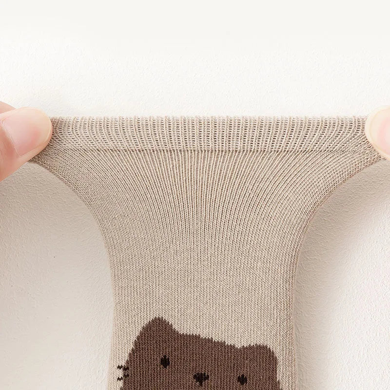 6 pares de calcetines antideslizantes para niños, calcetines de piso cómodos con diseño de zorro y oso de dibujos animados para niños y niñas