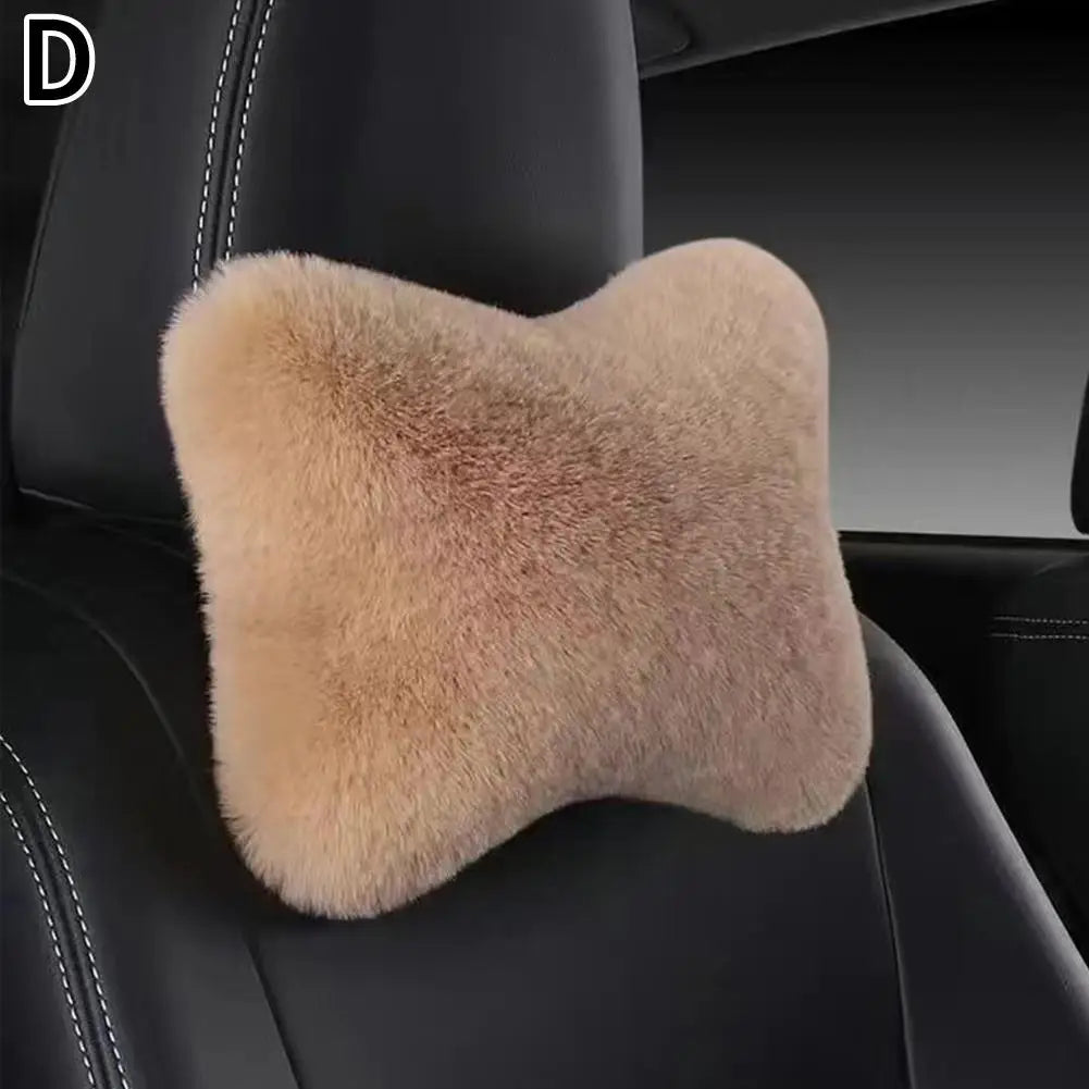 Reposacabezas de asiento de coche de felpa, 8 colores, reposacabezas de coche, cojín de felpa, cálido y cómodo, accesorios de soporte de almohada de cintura, invierno