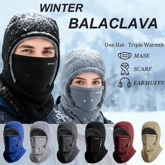 Fleece Balaclava Cycling Cap Cold-Resistant Windproof Warm Hood and Hat Thick Thermal Ski Windproof Cap Women Men