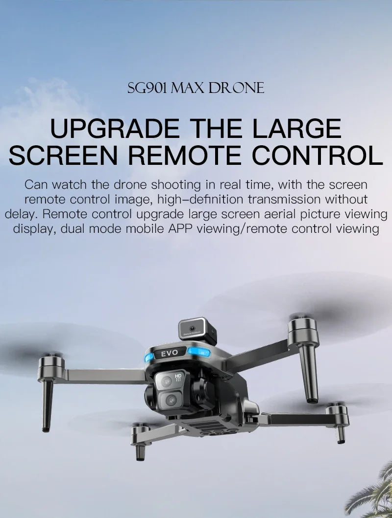 Dron profesional Lenovo SG901 MAX GPS 8K aéreo HD con evasión de obstáculos, control remoto de pantalla grande, dron plegable sin escobillas