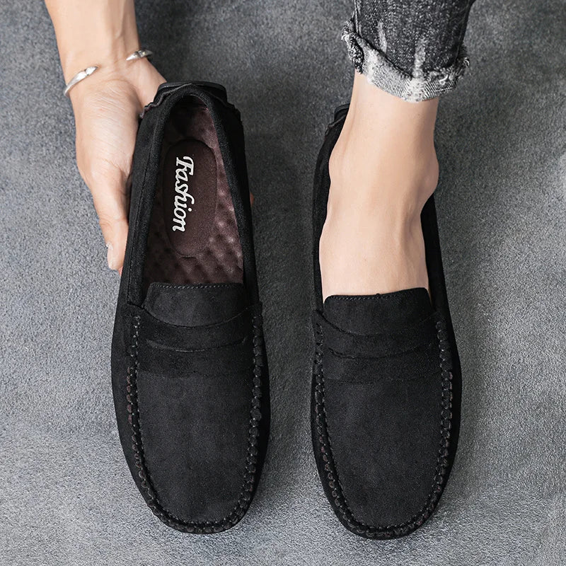 Men's Suede Casual Shoes Breathable Comfort Slip-on Driving Shoes Luxury Brand Men's Loafers Men's Lazy Shoes Moccasins