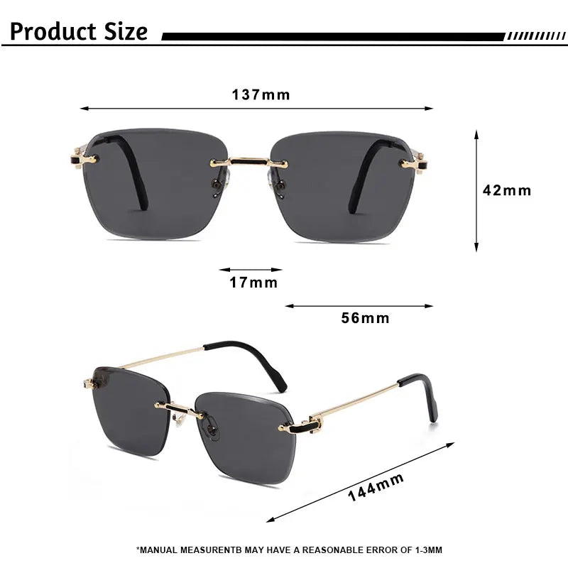CATERSIDE New Rimless Pilot Sunglasses Men Gradient Sunglasses Women Retro Business Shopping UV400 Sun Glasses For Men