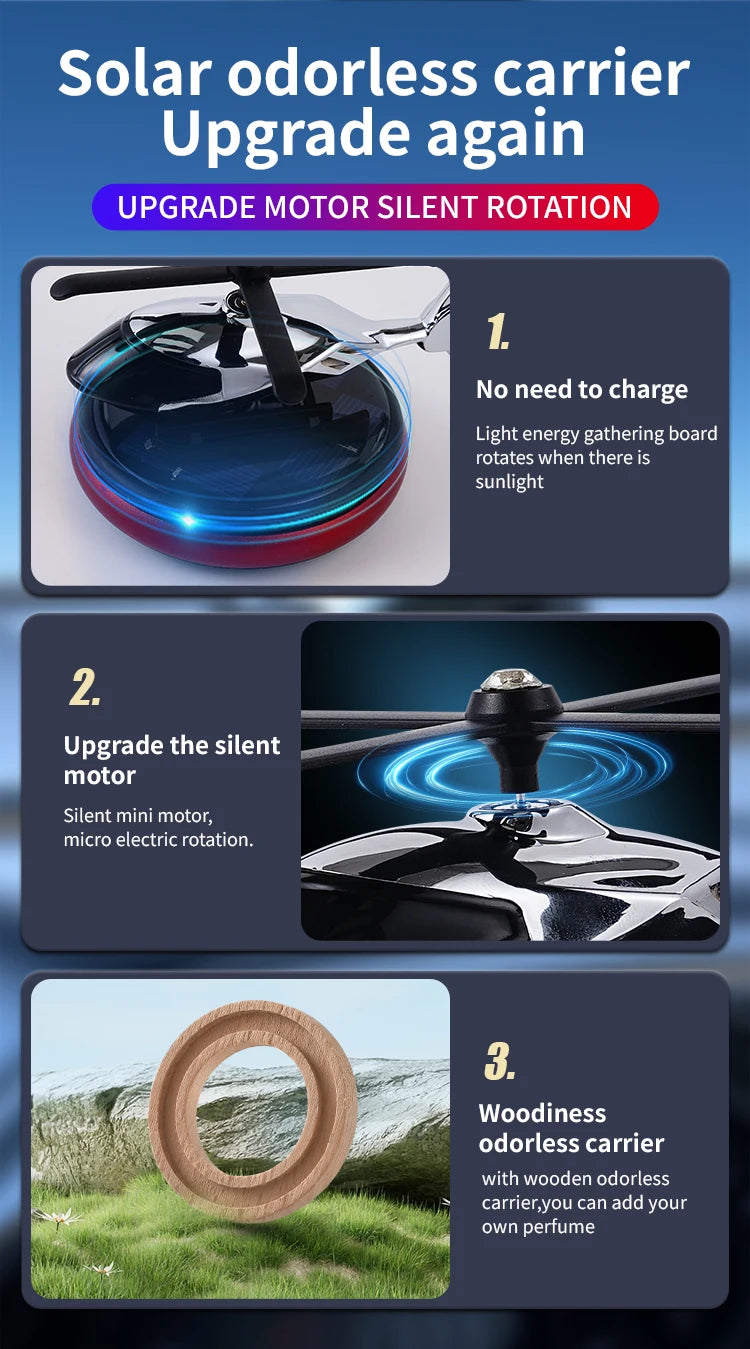 Ornements de voiture sans odeur de parfum bricolage pour hommes, énergie solaire, étiquettes d'air rotatives à tarte, accessoires de décoration, diffuseur de parfum