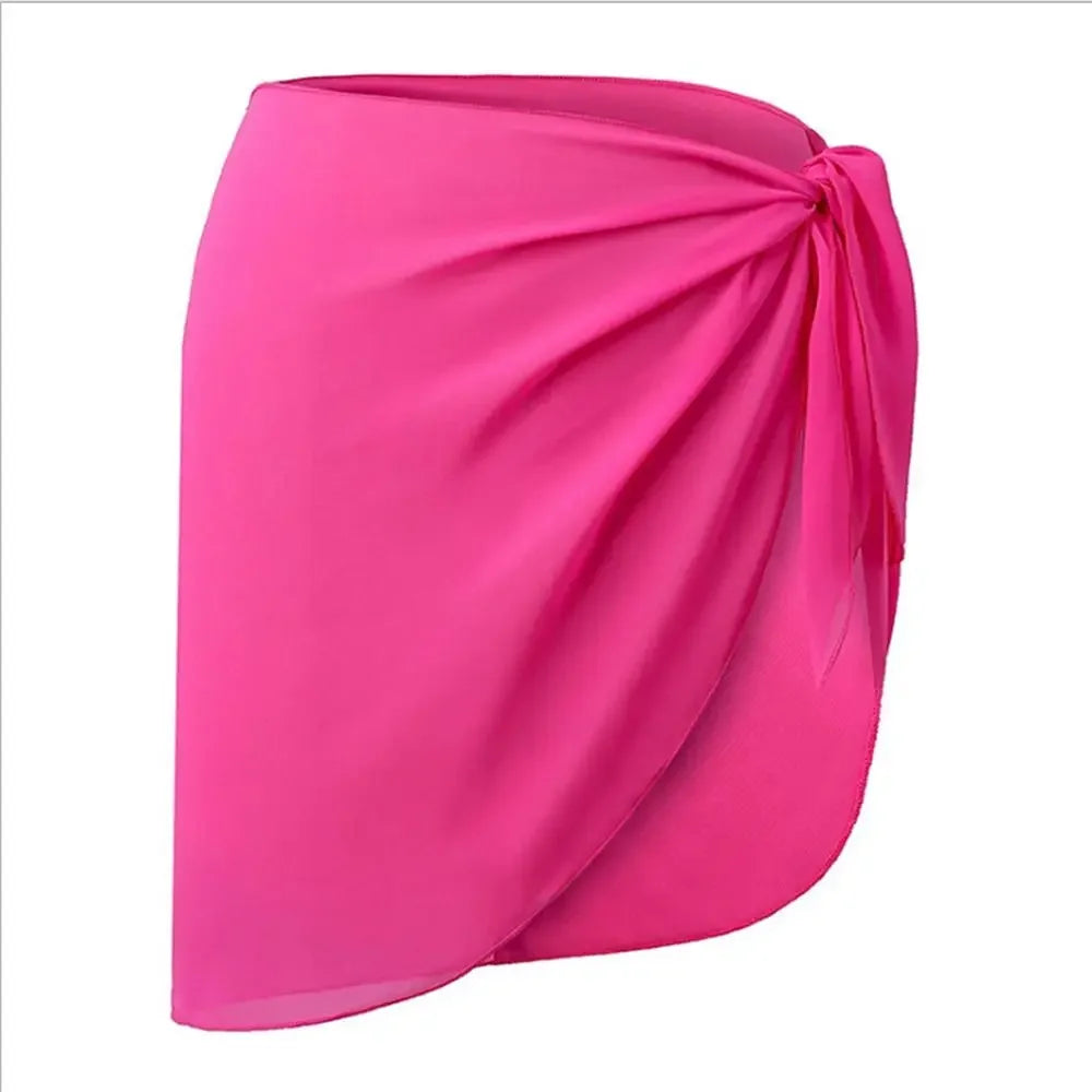 Jupe courte en mousseline de soie pour femmes, Industries ong, cover-ups pour les maillots de bain, bikini de plage, rond, transparent, écharpe, été