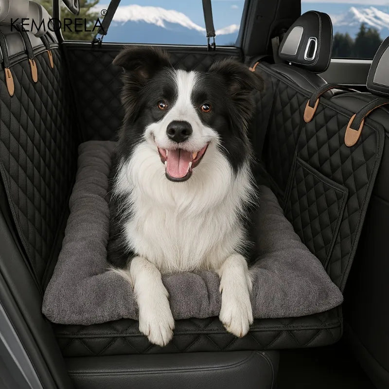 Tapis de siège de voiture pour chien d'hiver avec fond épais antidérapant pour lit de camion SUV berline-chaud pour les voyages sur route et lavable en machine