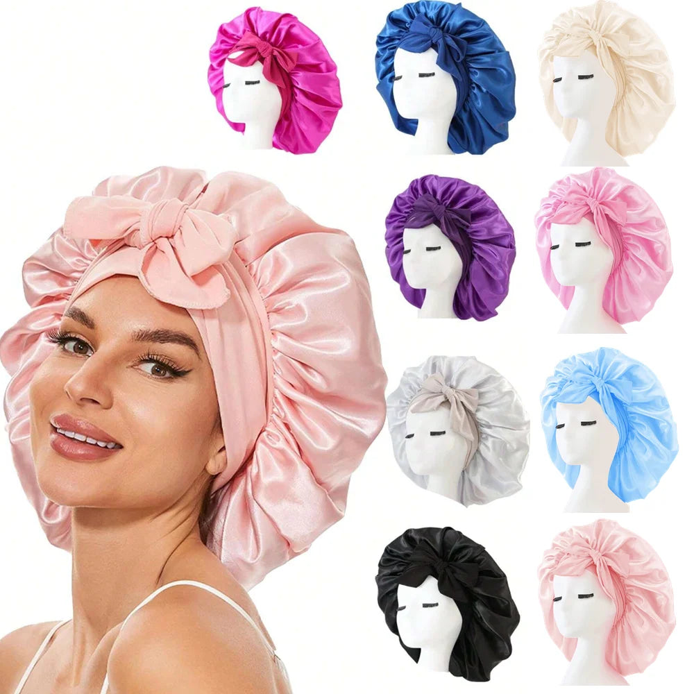 Adjustable Satin Bonnet for Men and Women, Sleeping Cap, Hair, Heavy Band