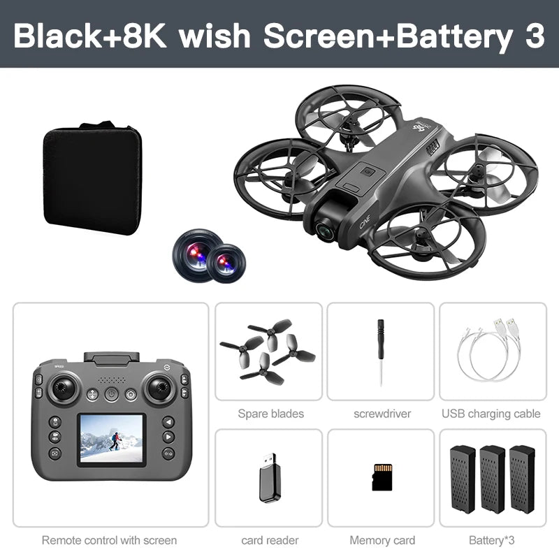 Mini dron profesional Lenovo V666 4K con doble cámara 8K, evitación inteligente de obstáculos, cuadricóptero sin escobillas, juguete RC para niños