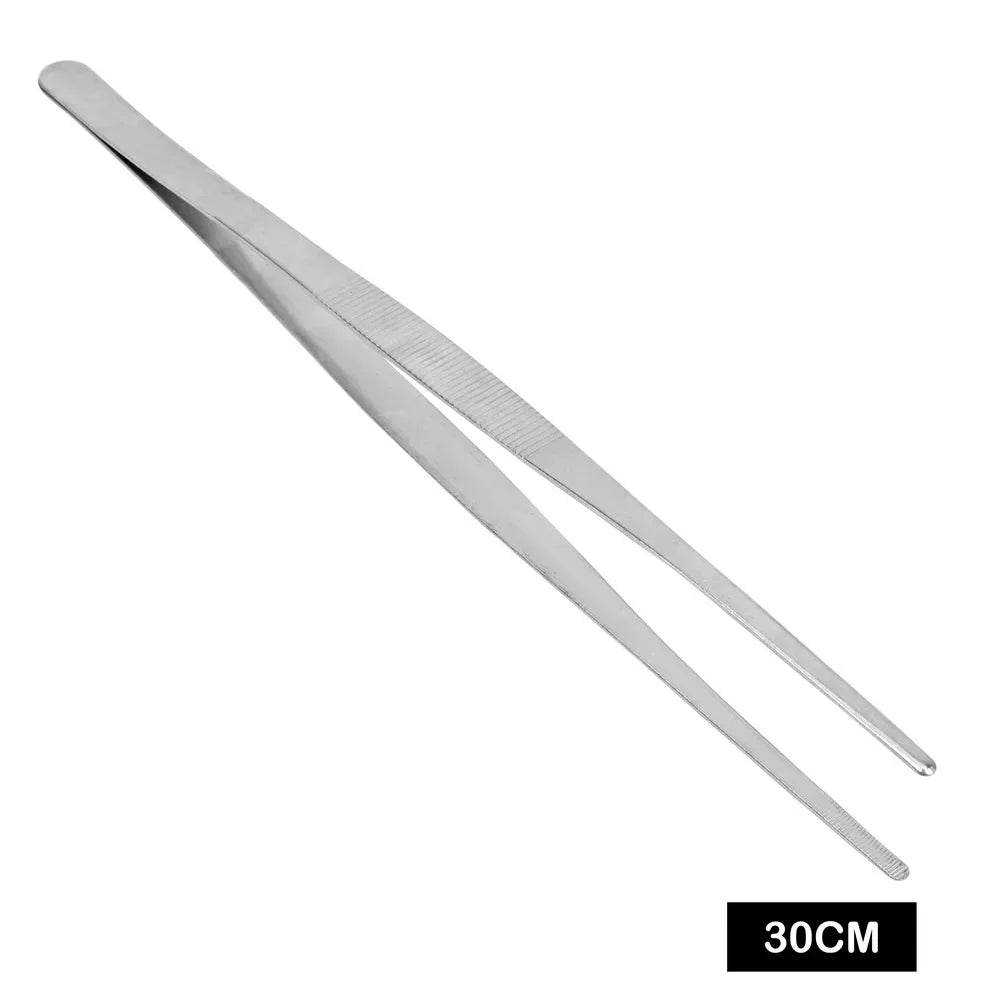 Pince à épiler droite en acier inoxydable, 20CM/30CM, pour la maison, le jardin, la cuisine, le Barbecue, longue pince aliments