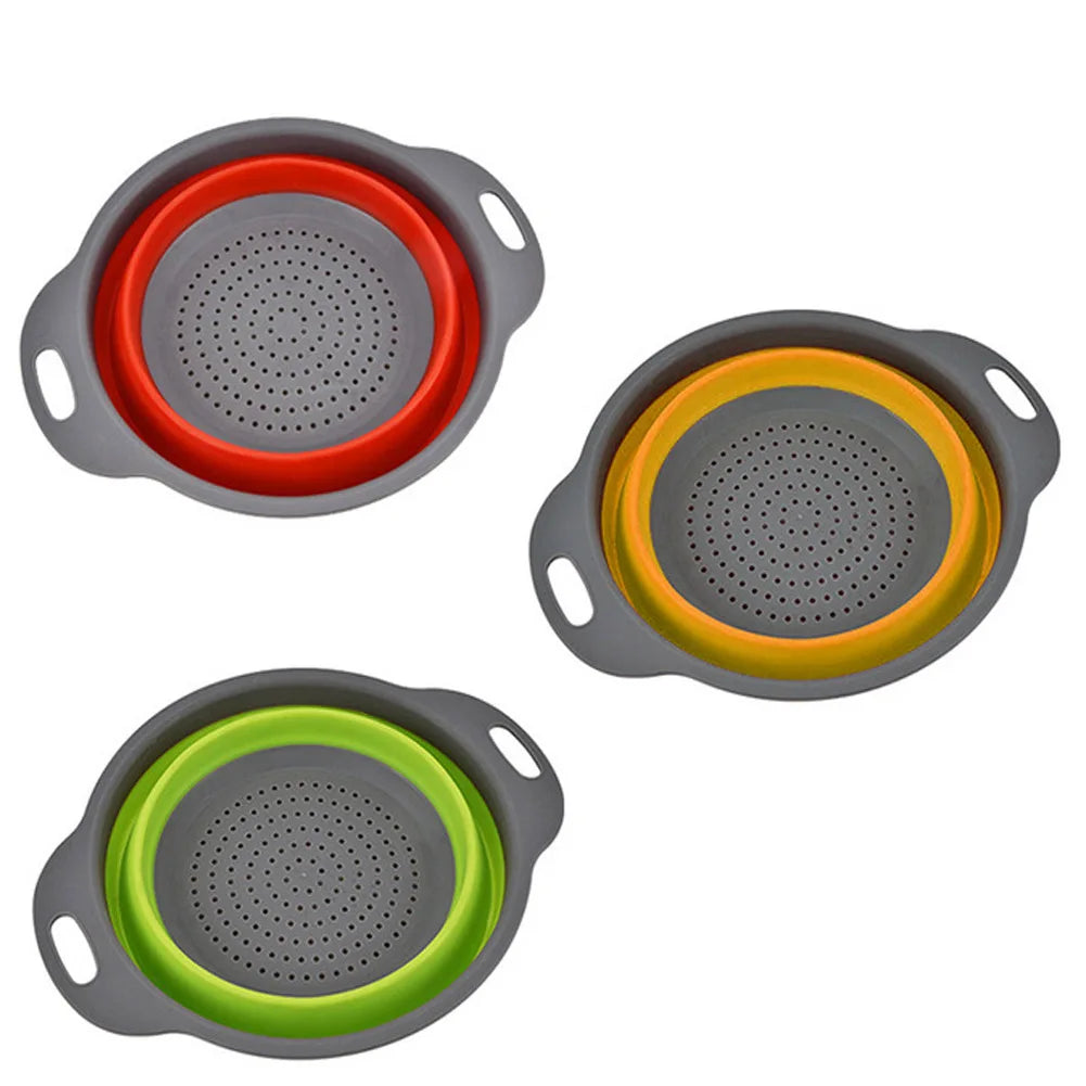 Panier de vidange pliant en Silicone, panier de lavage de fruits et légumes, passoire pliable, égouttoir pliable, outil de rangement de cuisine
