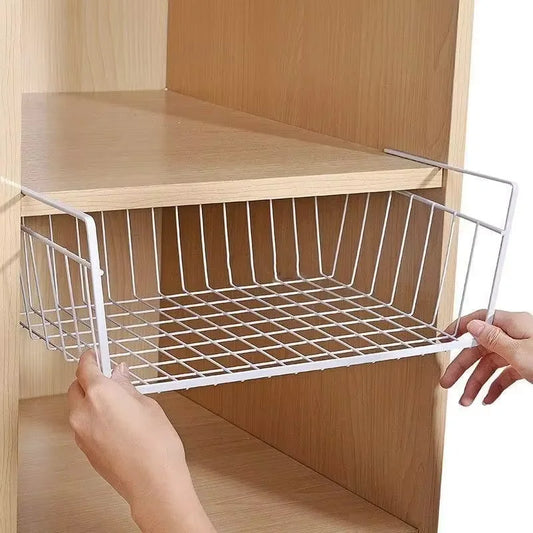 Multifunctional suspended iron-bottom mirror, storage basket for kitchen and bathroom, storage shelf