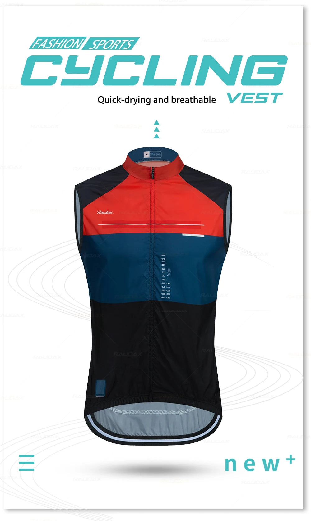 Raudax – Chaleco de ciclismo sin mangas para hombre, de malla, camiseta interior, cortavientos, ropa de ciclismo, chaleco de moto