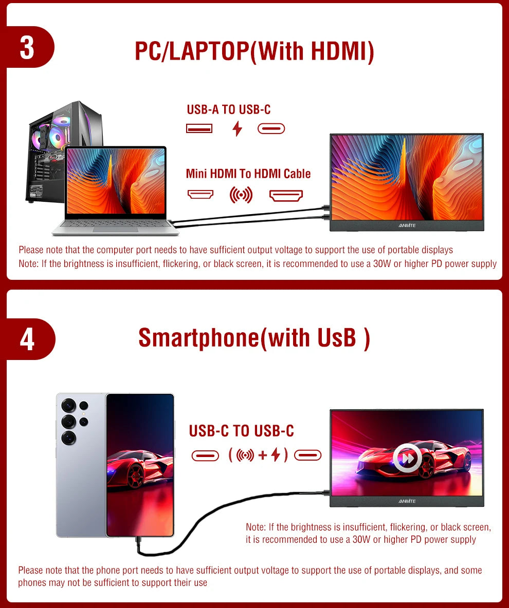 Monitor táctil portátil de 14 pulgadas, no táctil opcional, para juegos 16:10 400cd/m2, pantalla extensible para XBox PS4/5 Switch Loptop