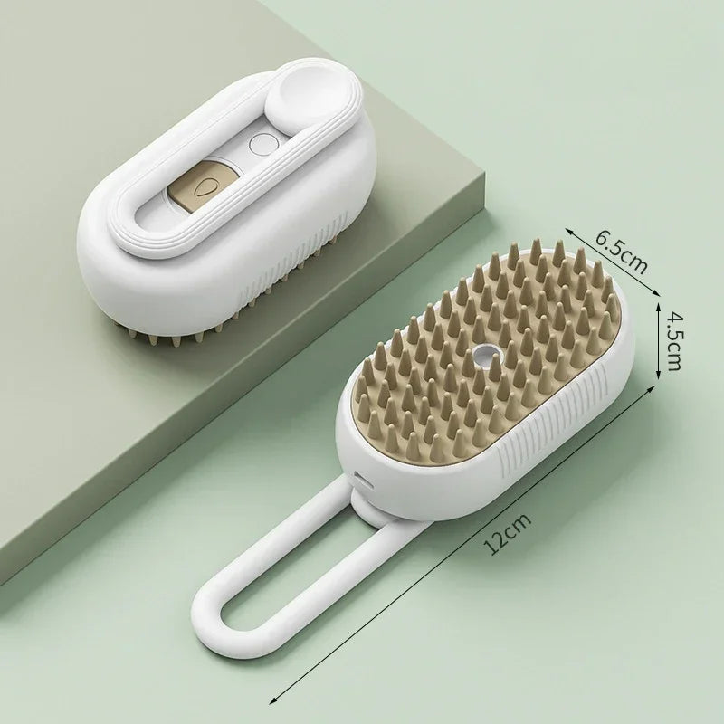Brosse de Énergie à Vapeur 3 en 1 pour Chat et Chien, Peigne Pliable et Rotatif à un Bouton, Idéal pour le Bain et l'Épilation des Poils