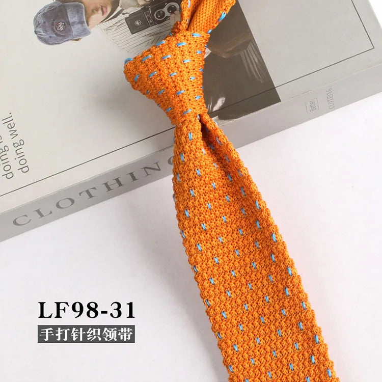 Cravates tricotées rayées pour hommes, rétro étroit, Style coréen, chemises décontractées, accessoires, costume, cravate