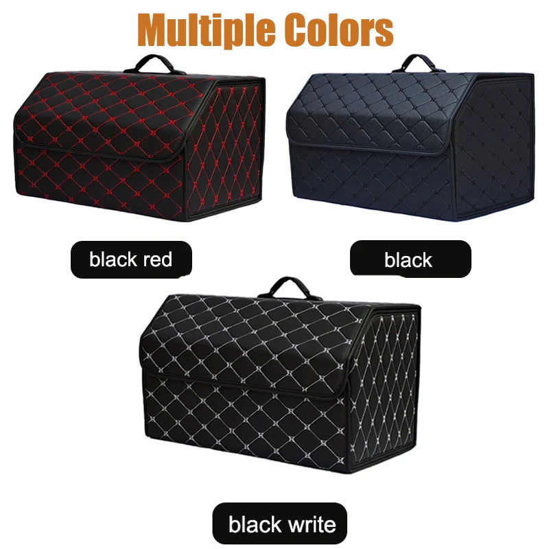 Car Trunk Storage Box, Large Capacity Automotive Multi-purpose Tools Storage Bag, Organizer, Foldable Leather for Emergency