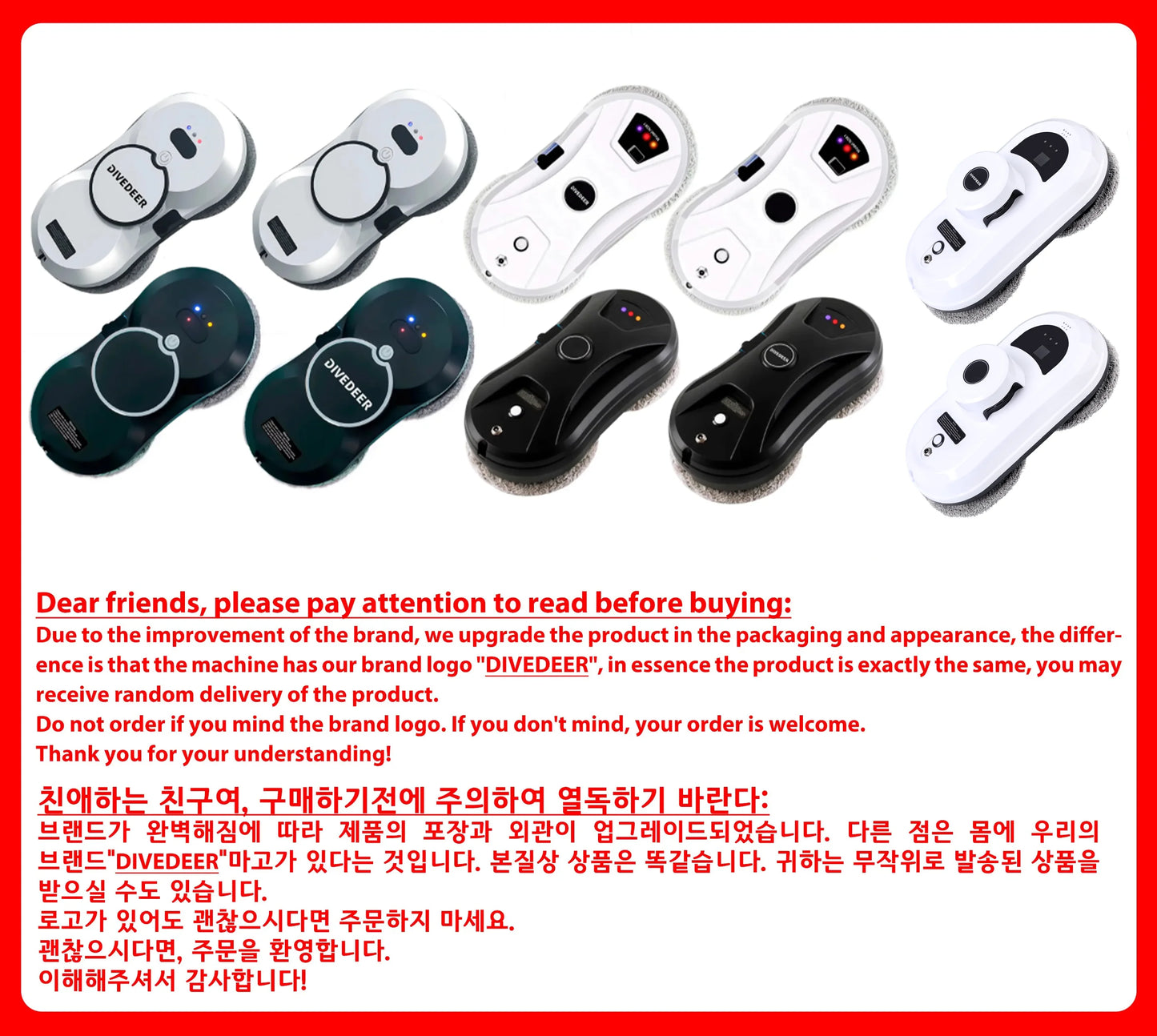 DIVEDEER Smart Home Cleaning Robot with Automatic Water Spray Function, Anti-Fall Magnetic Glass Cleaning Machine