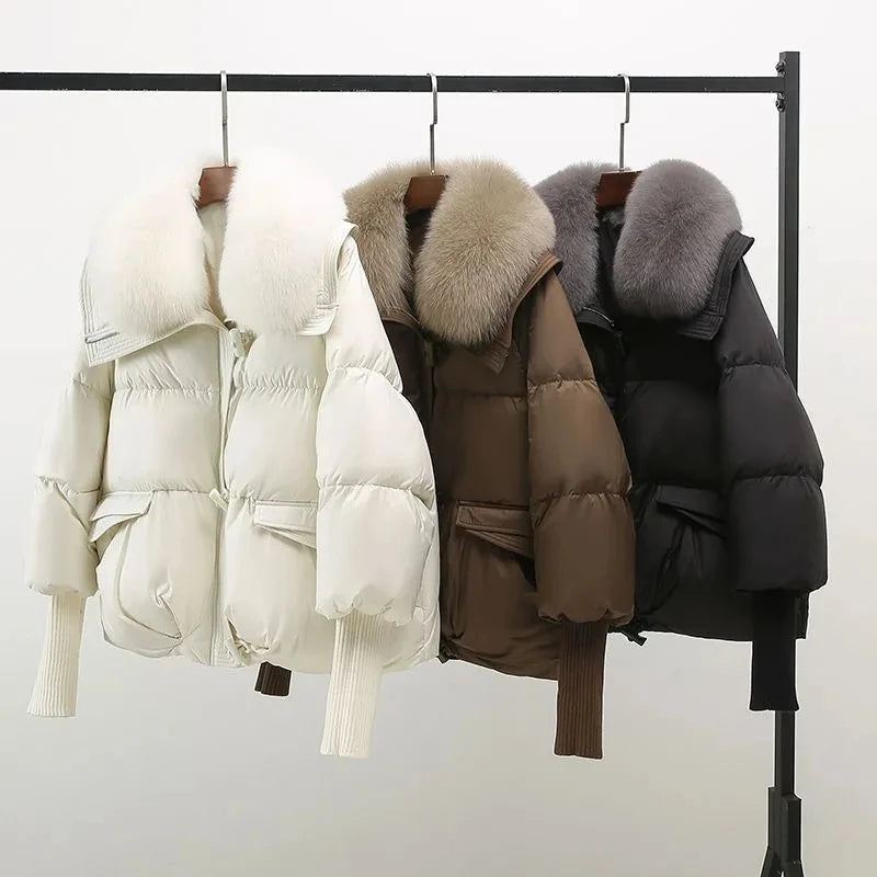 Women's Winter Down Cotton Jacket 2025 New Women's Warm Thick Cotton Coat Plus Size Fur Collar Cotton Padded Jacket Women's Parka Coat