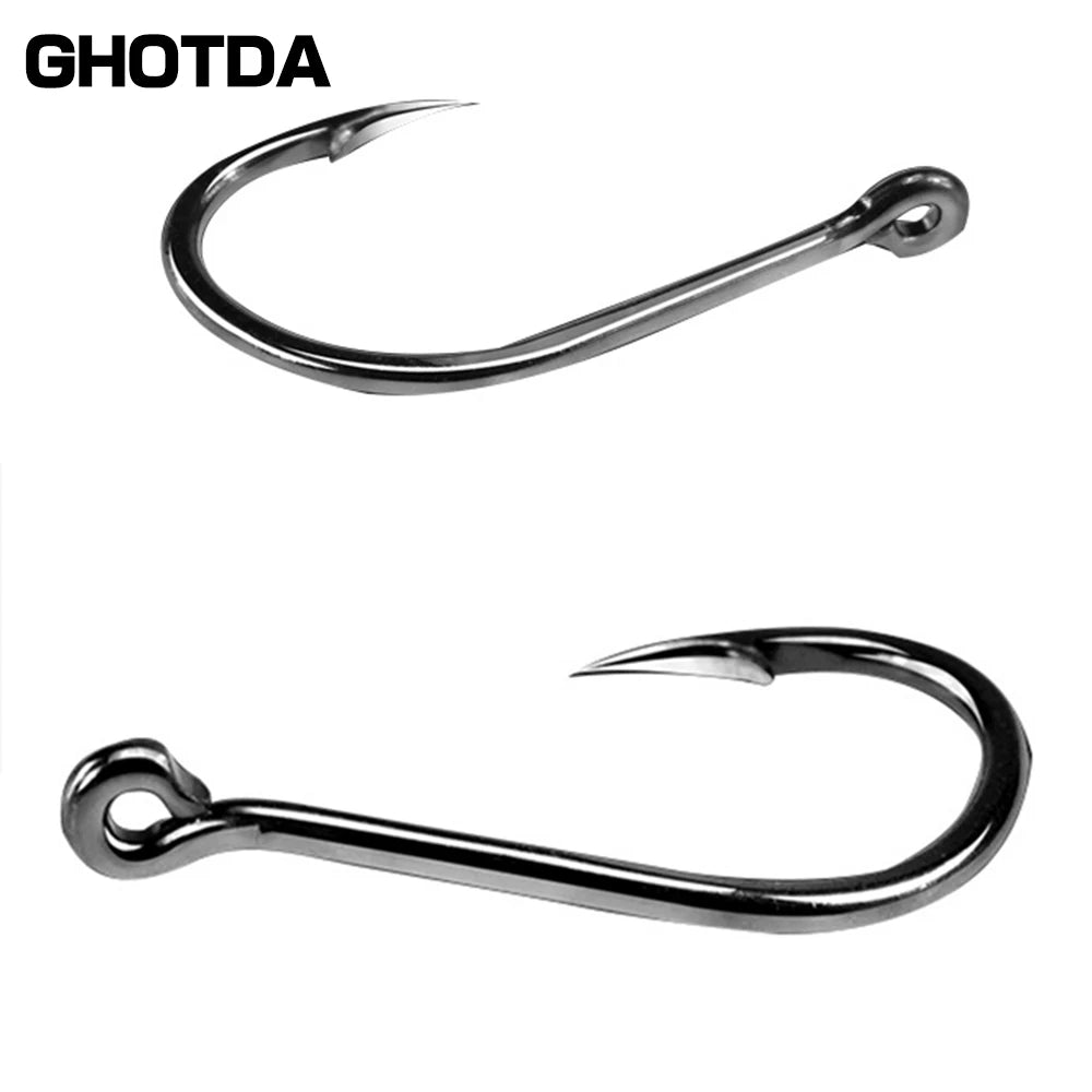 100 Pcs Size 3-12# Ringed Eye Hooks, High Carbon Steel Circle Fishing Hook, Single Jig Hook, Tackle