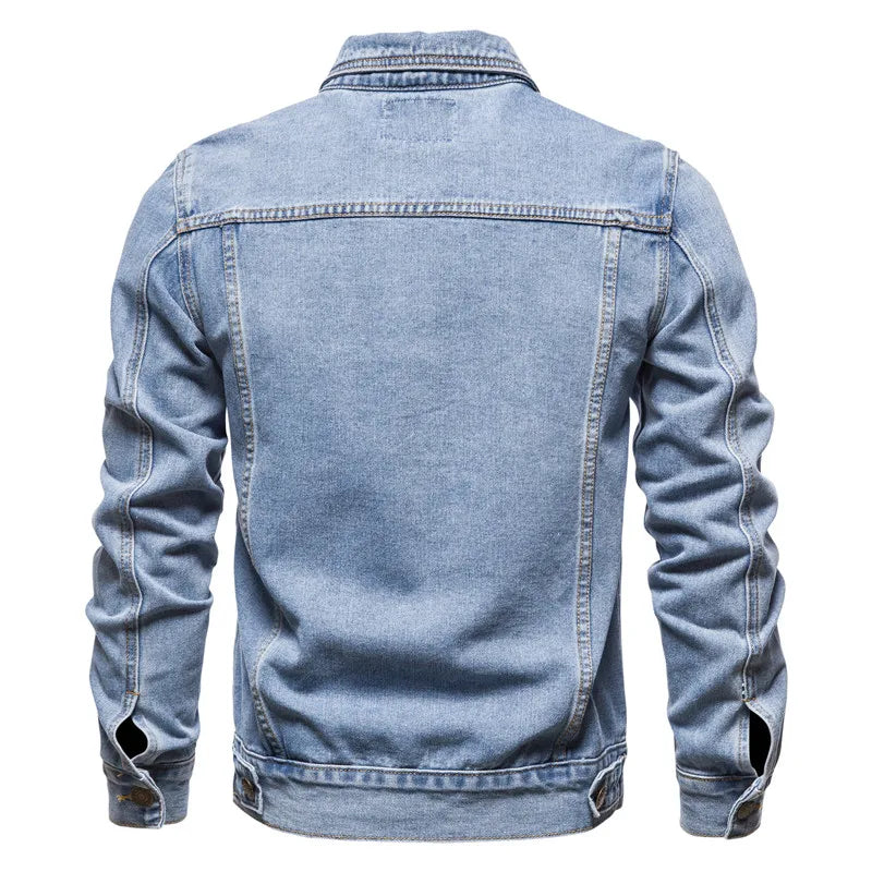 Veste Jean Homme Moto Vintage 2025 — Coupe Ajustée Coton Automne