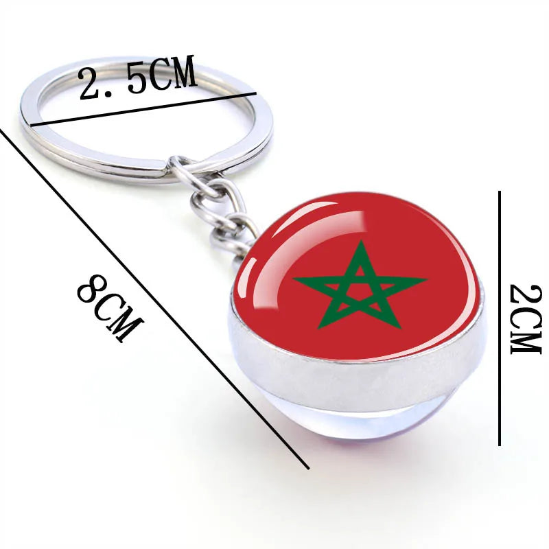 Porte-clés drapeau africain, algérie, somalie, tunisie, maroc, egypte, drapeau National, pendentif boule de verre Double face, cadeau